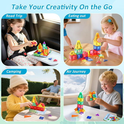 BENOKER Castle Magnetic Tiles, 3D Building Blocks STEM Educational Kids Toys for Pretend Play, 3 4 5 6 7 8 Year Old Birthday Gifts for Boys and Girls, Preschool Learning Toys for Christmas