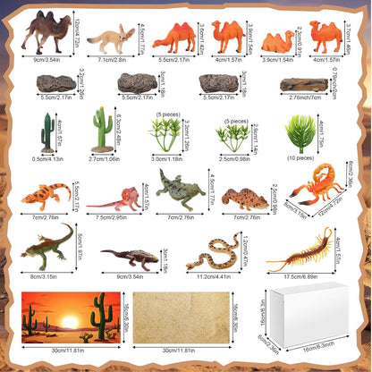 Teyva Daily 48 Pcs Dinosaur Diorama Kit Habitat Project Box Set 3D Dinosaurs Diorama Supplies Include Dinosaurs Model Figures & Eggs Volcano Artificial Trees with Cardboard for DIY Crafts Gifts