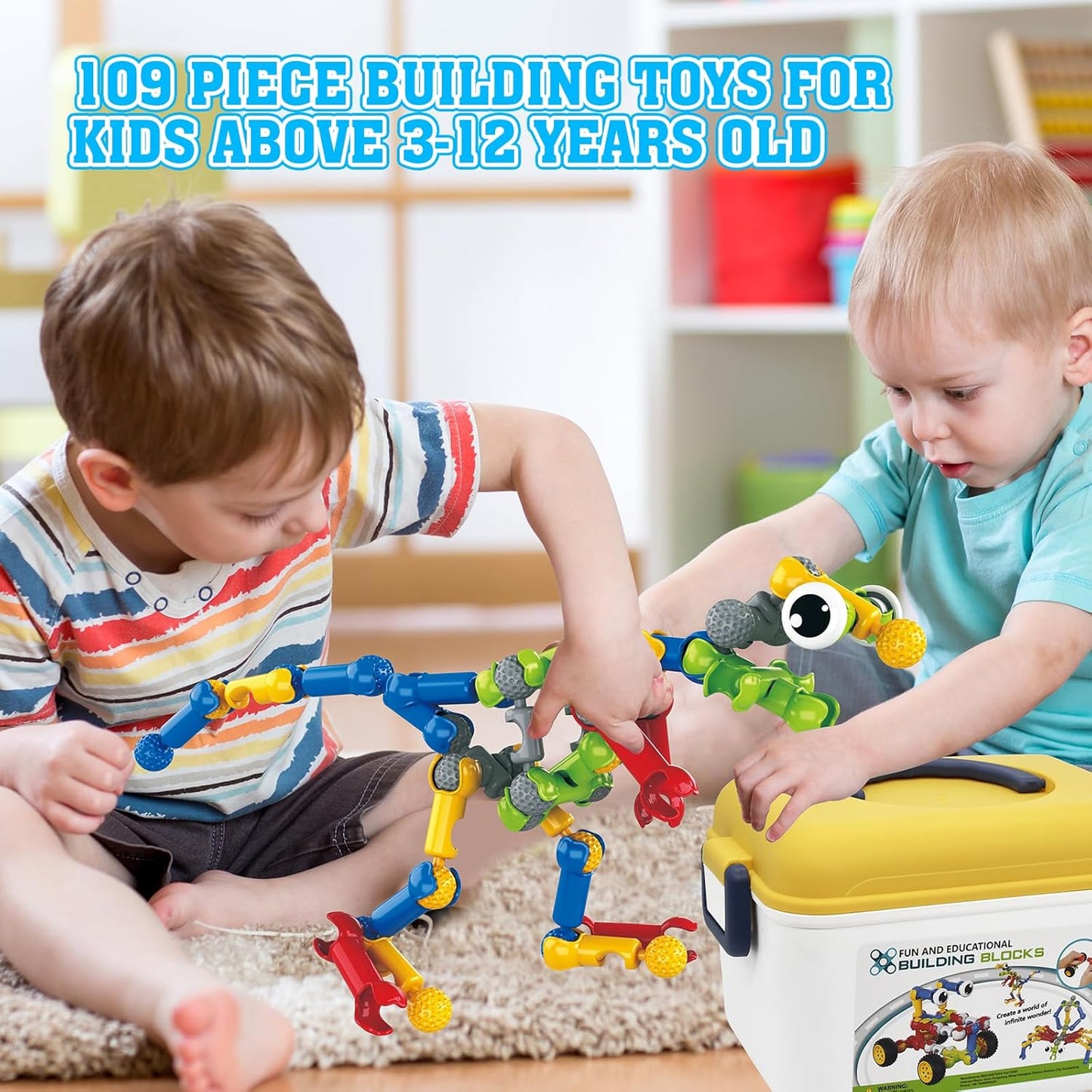 Huaker Stem Building Toys for 3 4 5 6 7 8 Year Old Boys Girls Kids,180 Pieces Building Blocks Educational Learning Toys with Large Storage Box,Ideal Christmas Birthday Gifts