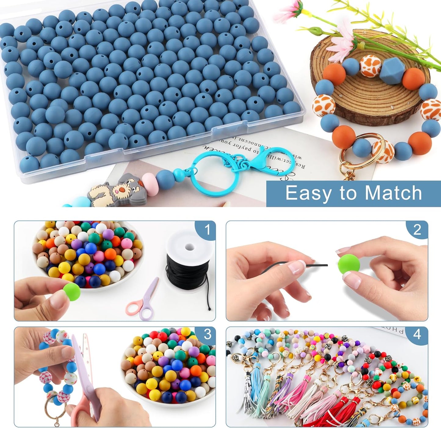 65Pcs 19mm Silicone Beads for Keychain Making Bracelet Necklace, Bulk Round Silicone Beads for Pens（Christmas Green） - Colors A
