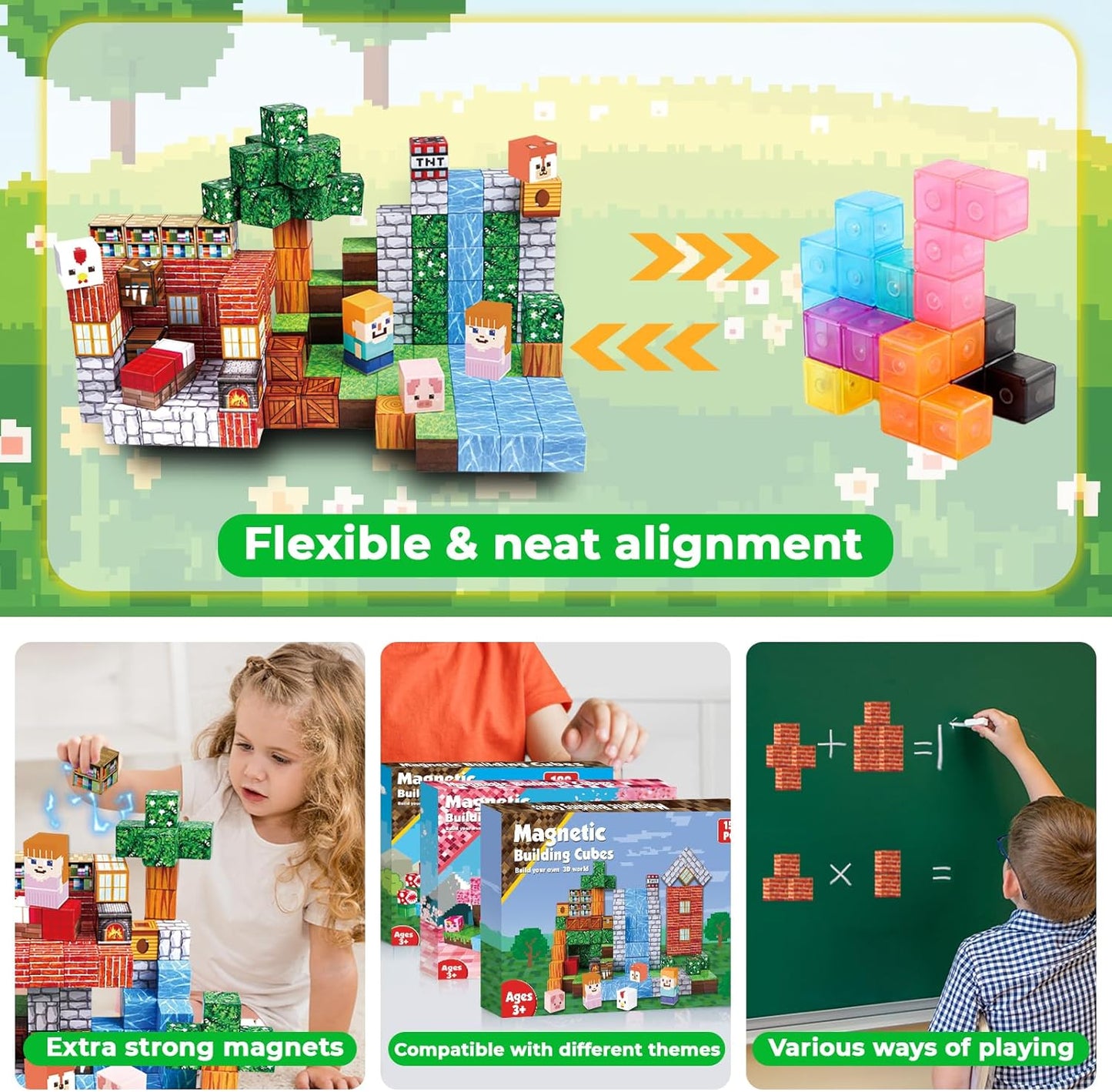 Annexfun Magnetic Blocks - 100PCS Build Magnetic Dark Mechanical Guardian Castle - Magnetics Toys for Montessori Toddler Christmas Birthday Gifts - STEM Sensory Toys for 3 4 5 6 7 8 9 10 Year Old Boys