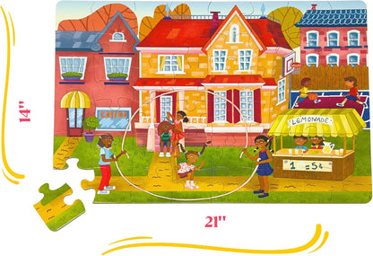 Upbounders® 48 Piece Jumbo Floor Puzzle for Kids | Barbershop Beginner Puzzle | Pretend Play & Learning Toy for Boys Girls Ages 4 5 6 | Black Brown Boy at The Barber (Multicultural)