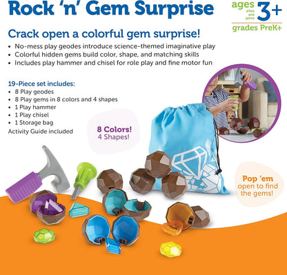 Learning Resources Rock 'n Gem Surprise - 19 Pieces, Ages 3+ Toddler Learning Toys, Sorting and Matching Toys, Early STEM for Kids
