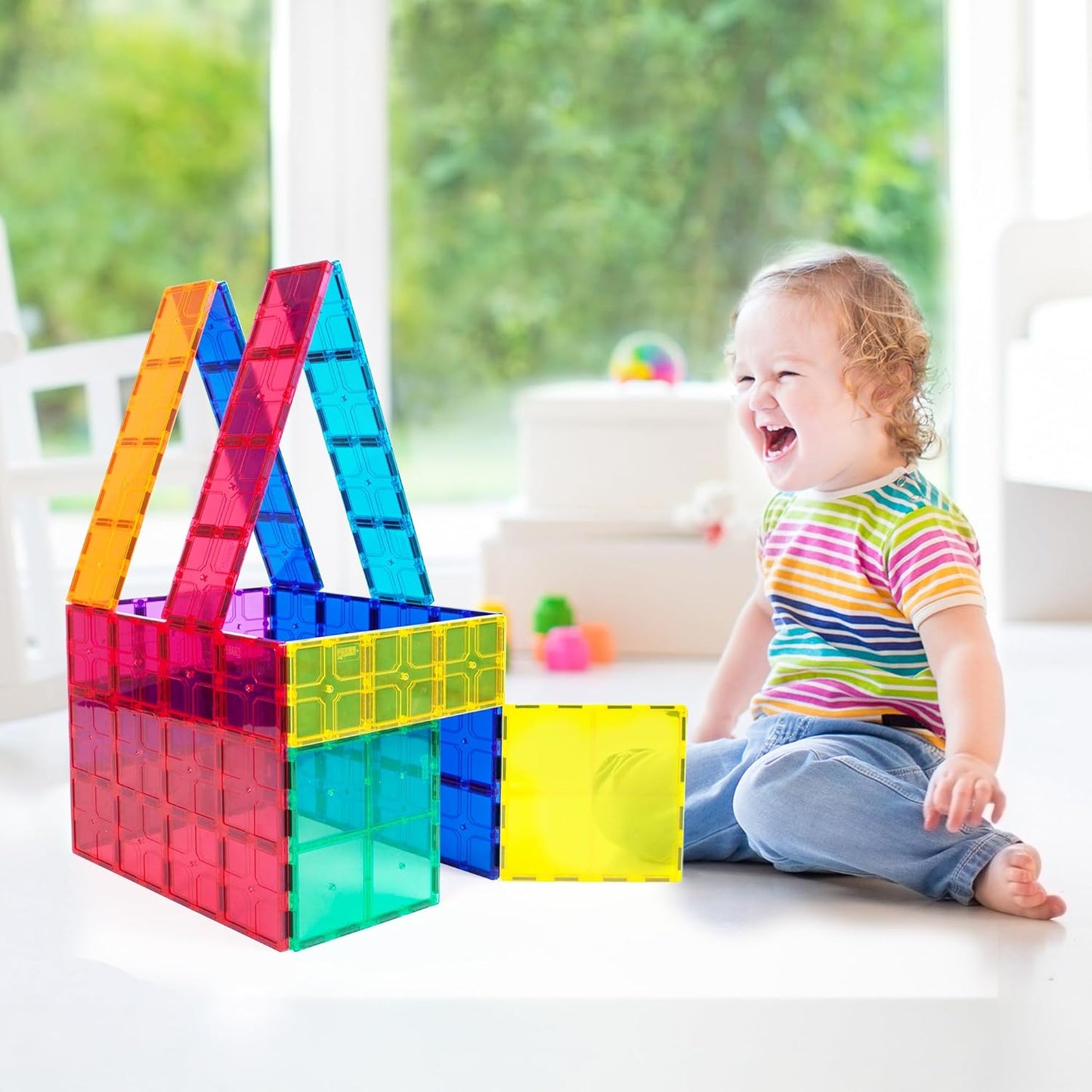 PicassoTiles 12pc Supersized Magnetic Building Tile Base Plate Jumbo XL Foundation Stabilizer Boards STEM Engineering Construction Kit for Kids Educational Learning Toy Magnet Blocks Stacking Set PT12