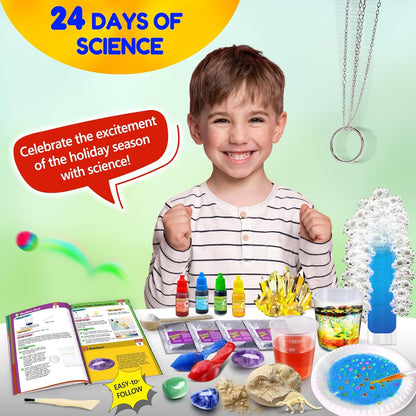 UNGLINGA Science Advent Calendar 2025 for Kids - 24 Days of S.T.E.M Experiments Chemistry Set, Crystal, Gemstones, Magic, Christmas Birthday Countdown Gifts for Boys Girls