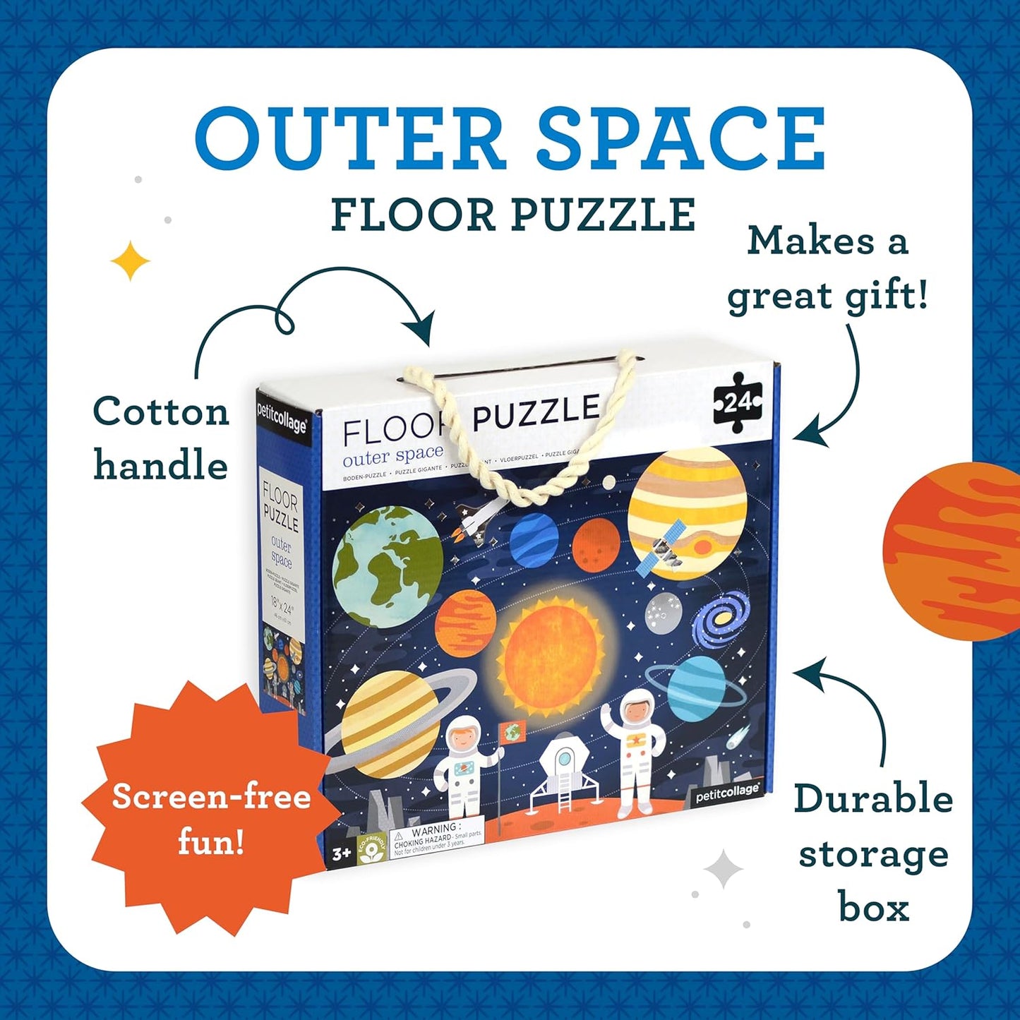 Petit Collage Floor Puzzle, Secret Garden, 24-Pieces – Large Puzzle for Kids, Completed Garden Puzzle Measures 18” x 24” – Makes a Great Gift Idea for Ages 3+