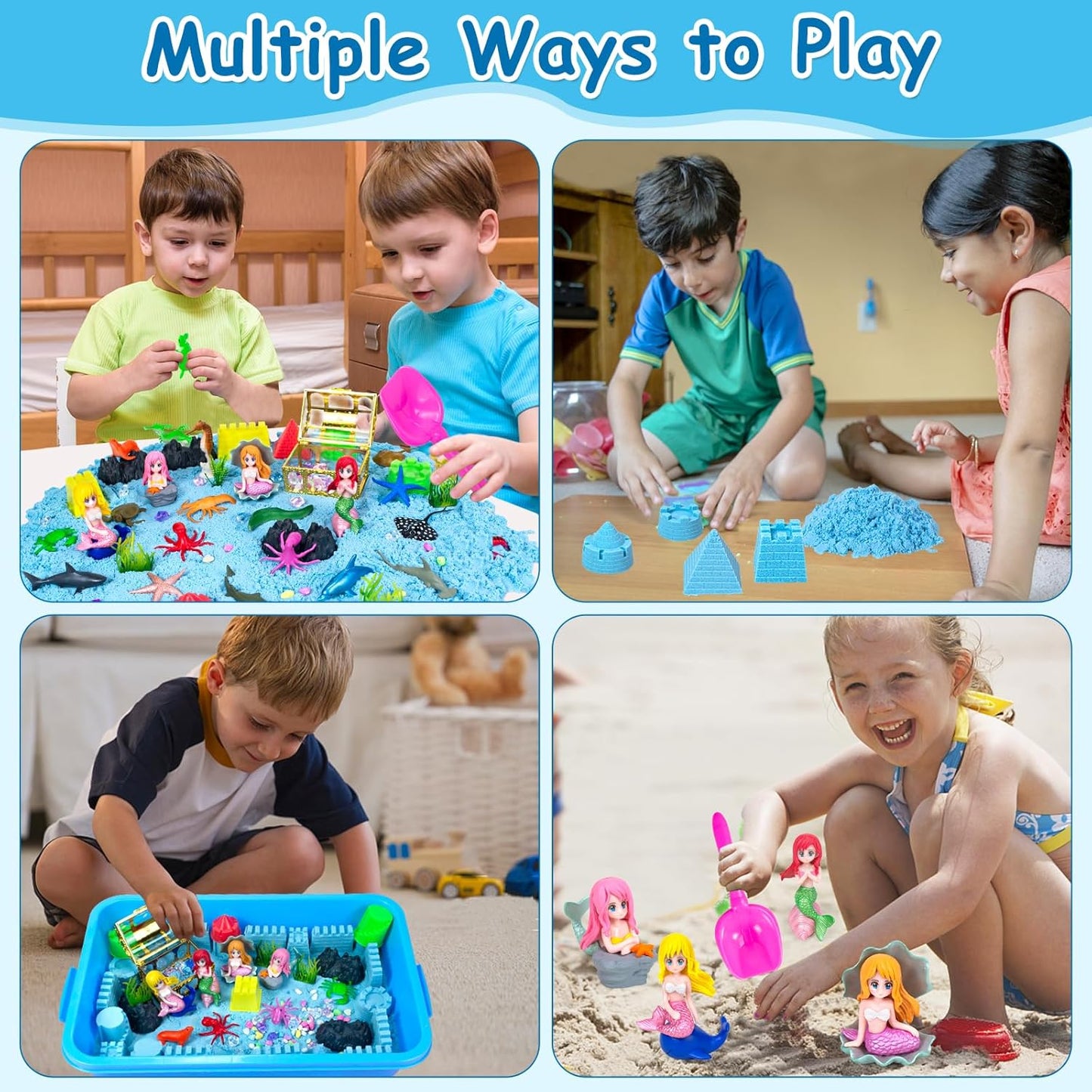 Bloolilies Sensory Bin, 59 Pcs Farm Sensory Sand Box Kits with Sandbox & Farm Animals & Tractor Playset, Play Sand Art Kit Magic Sand Toys for Boys Girls Toddlers Birthday Gift for Kids