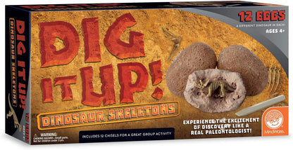 MindWare Dig It Up! Dinosaur Skeleton Eggs Excavation kit - Comes with 12 Clay Eggs, 12 Chisel Tools and 12 Instruction Sheets
