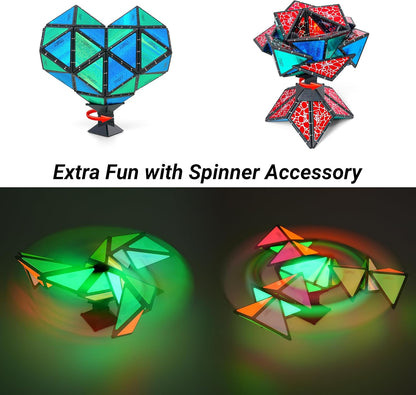TOSY Magnet Pyramid Stone - 1 Cube Transforms into 1 Billion Shapes (Bunny, Egg Basket, Flowers, Heart), Easter Birthday Gift, 12 pcs, 243 Magnets, Holographic Design, Puzzle/STEM Toy