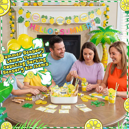 Skylety Lemonade Sensory Bin Fillers Spring Summer Homemade Lemon Stand Drink Role Play Sensory Bin Items Fine Motor Counting Sorting for Summer Activities Party Favors