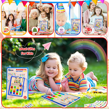 FCSONU Kids Magnetic Color Matching Puzzle Board Toys, Toddler Montessori Toys for 3 4 5 6 Years Old Boy Girls Birthday Gifts, Wooden Sensory Autistic Puzzle Maze Game Age 3-6, Preschool Activities
