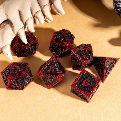 UDIXI Steampunk Metal Dice Set, 7 Die Polyhedral DND Dice Set for D&D Role Playing Game and Math Teaching (Ancient Copper)