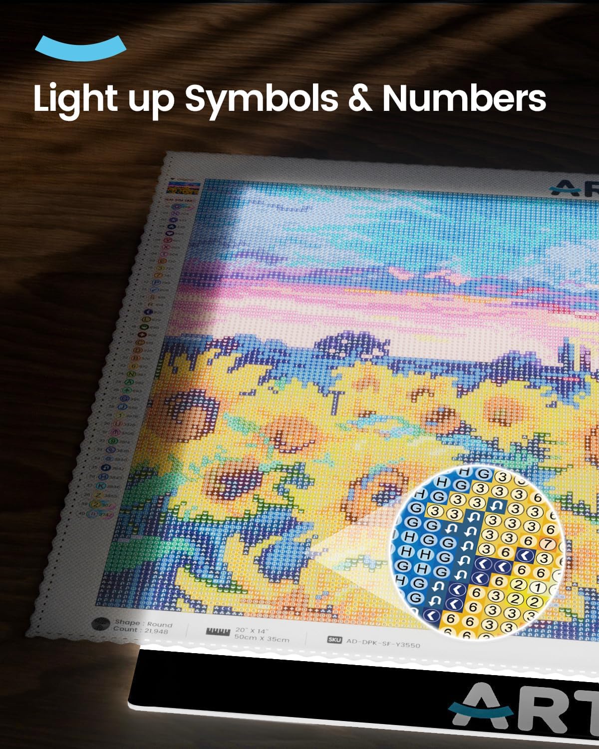 ARTDOT A4 LED Light Pad for Diamond Painting Kits for Adults, USB Powered Adjustable Brightness Diamond Art Light Board with Accessories