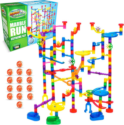 Marble Genius Marble Run Super Set, STEM Toys & Maze Construction Building - 150 Translucent Track Pieces & Glass Marble for Family, Kids Toddlers Ages 4-8 - Fun Holiday Creative Gifts