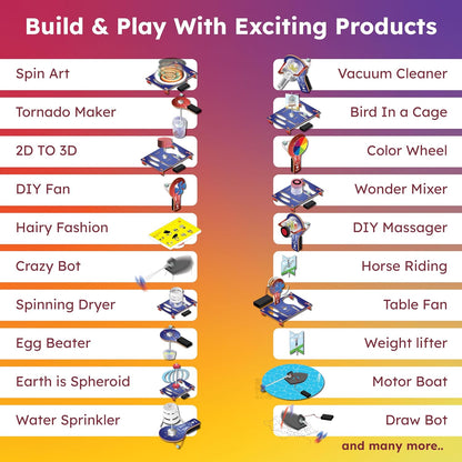 Butterfly EduFields 4in1 Motor Play Science Kit Pack of 5 | Best Birthday Return Gifts for Kids Ages 5 6 7 8 9 10 11 12 | STEM Toy | Reusable & Safe | Birthday Gift for Kids Ages 5+