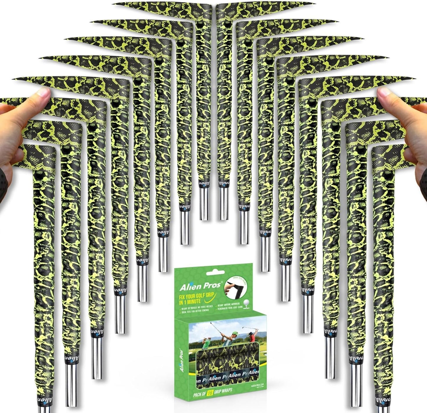 Alien Pros Golf Grip Wrapping Tapes - Innovative Golf Club Grip Solution - Enjoy a Fresh New Grip Feel in Less Than 1 Minute