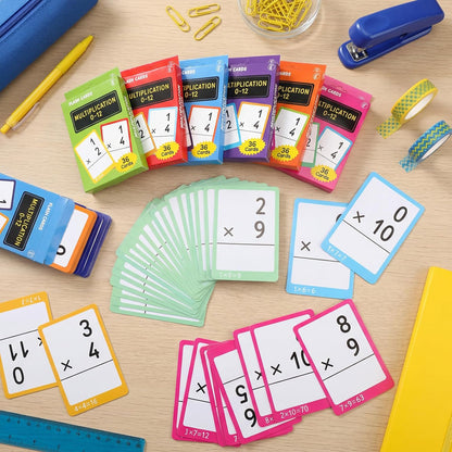 864 Pcs 24 Set Multiplication Flash Cards - Fractions, and Multiplication Flash Cards with Visual Aids Mastered & Review Sorting for Kids 3rd 4th 5th Grade or Homeschool Supplies