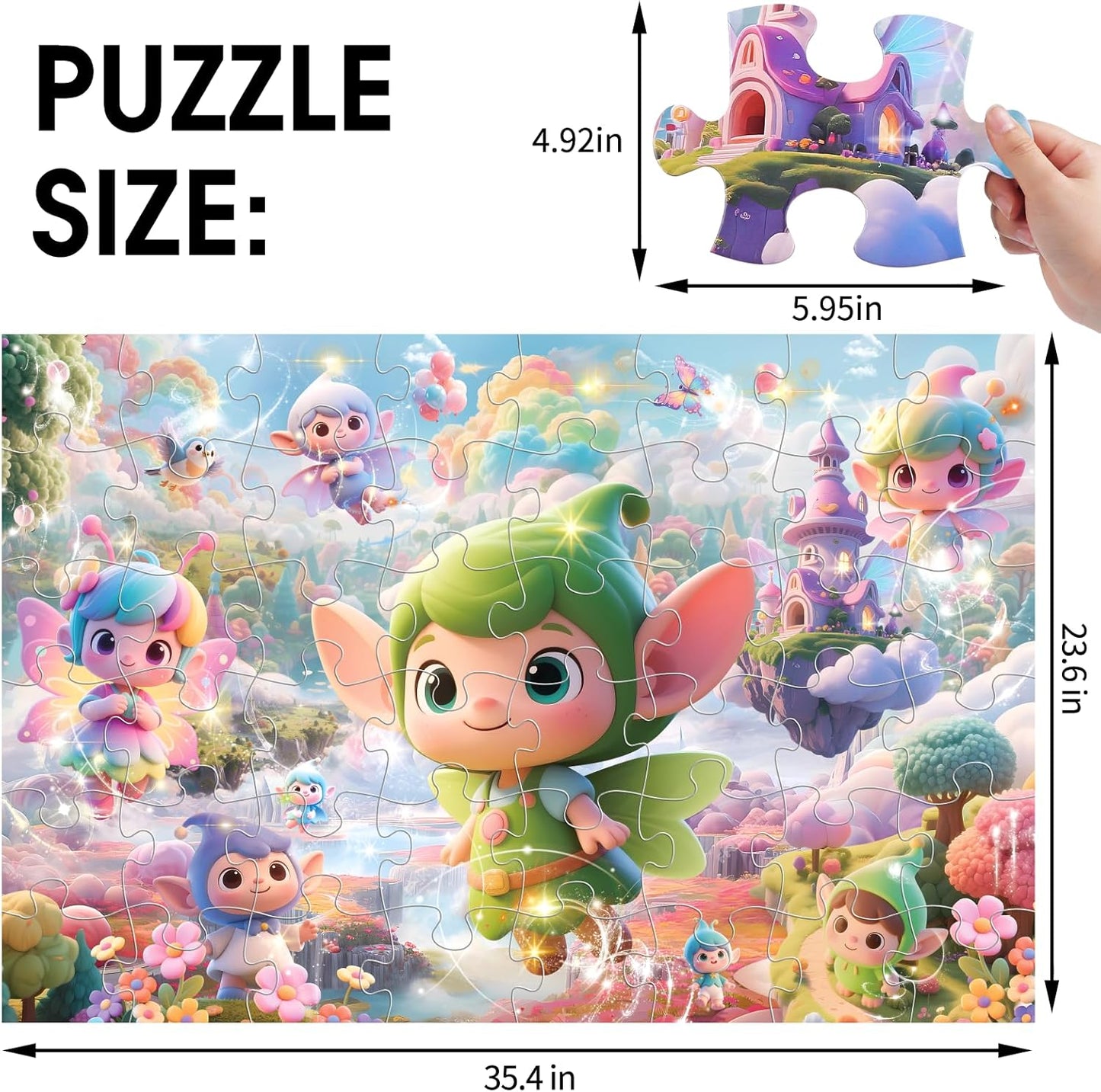 Jumbo Floor Puzzle for Kids,48 Piece Unicorn Large Jigsaw Puzzles,Puzzle for Toddler Ages 3-5,Fun Educational Preschool Learning Toy Easter Gift for Boys & Girls Ages 4-8