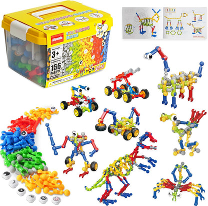 Afomida 156 PCS Creative Building Blocks Building Toy Set - Featuring Storage, Includes Dinosaur, Robot, Car, Spider, Dog, Animal Figure Building Toy Playset for Kids, Birthday Gift Ages 3+ (2)