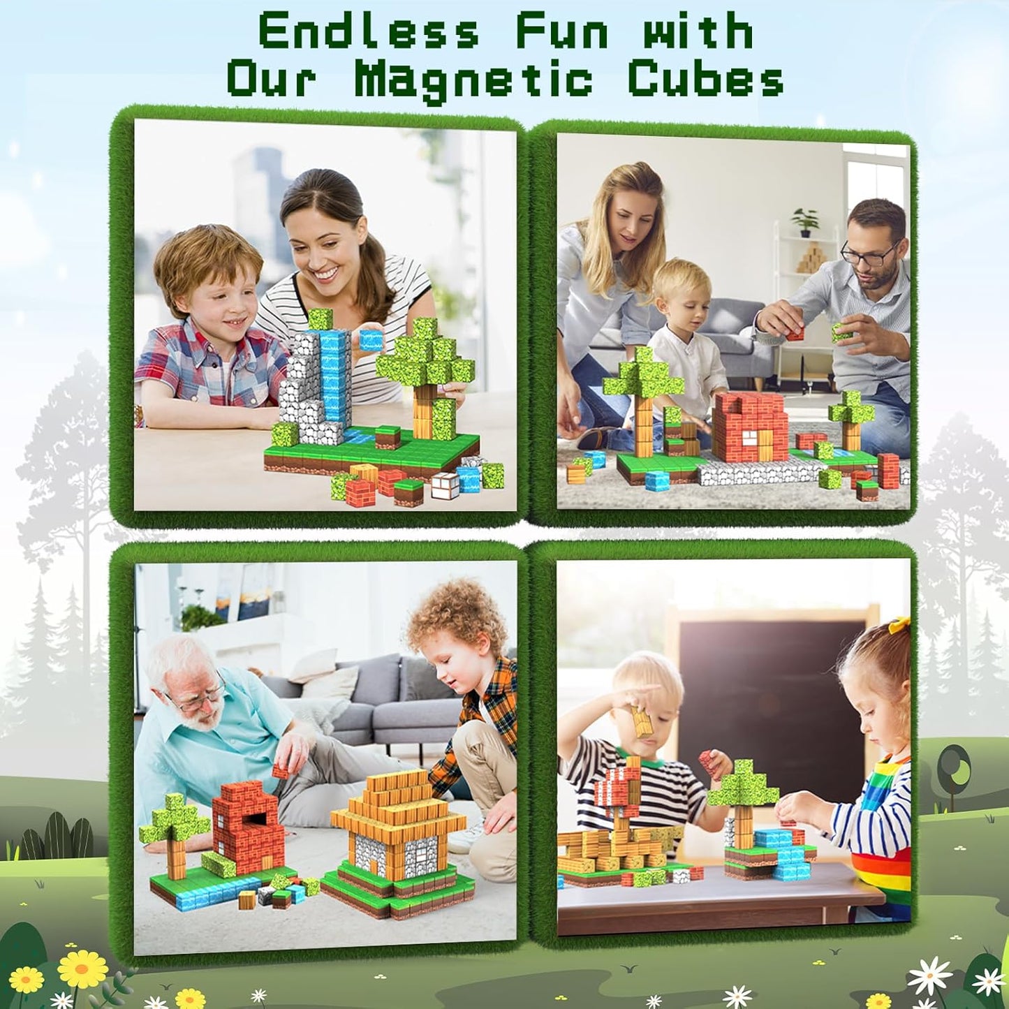 100PCS Magnetic Blocks, 1 inch Building Blocks for Kids, SETM Sensory Toys for Toddlers, Building Blocks Cubes, Birthday Gift for Boys and Girls Aged 3-12 Creative Construction Toys