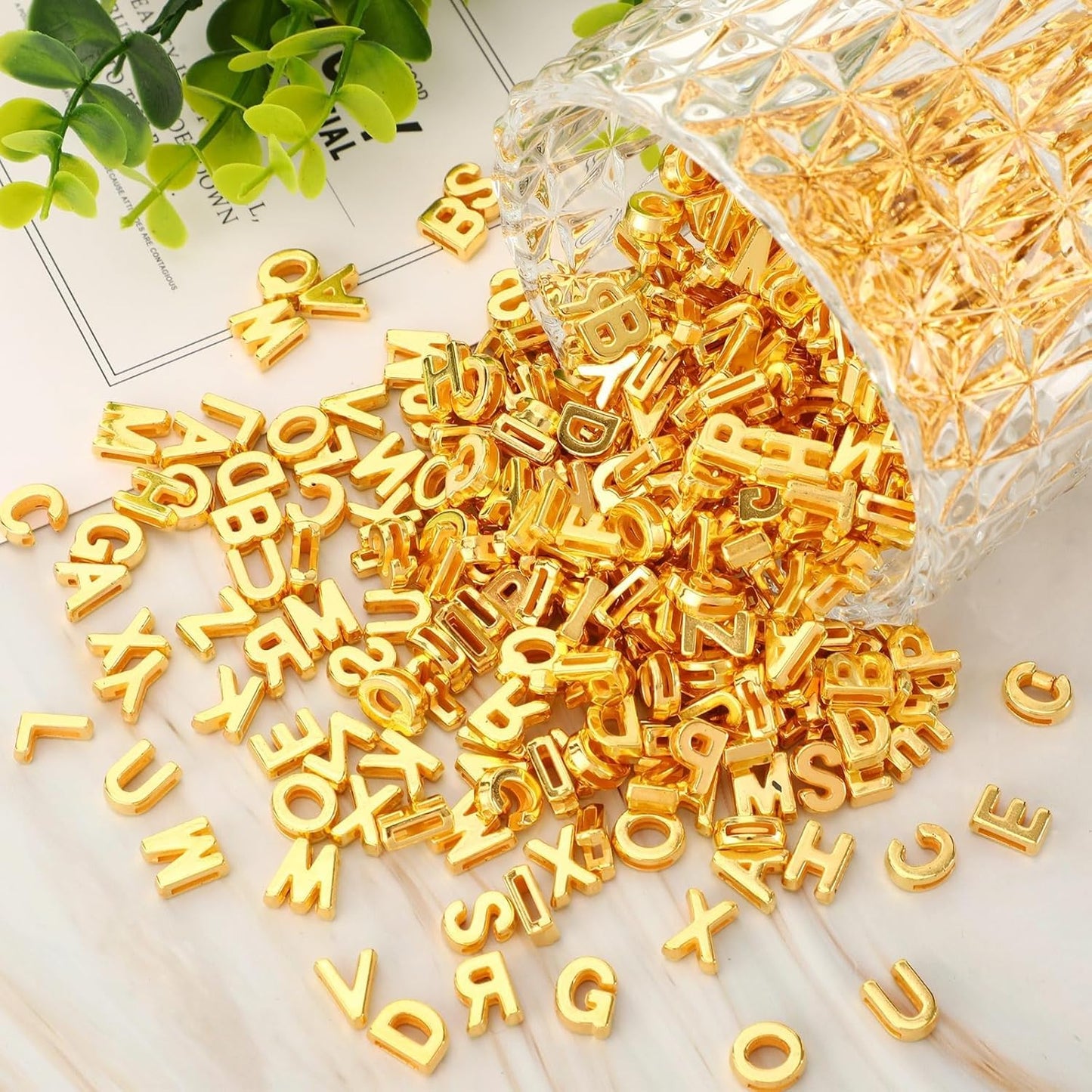Augshy 400Pcs Large Letter Beads, Macaroon Hollow Letter Beads Plastic A-Z Mixed Alphabet Shape Bead for Jewelry Making Bracelets Necklaces Key Chains Shoelaces Crafts Party Decor(9 x 12 mm)