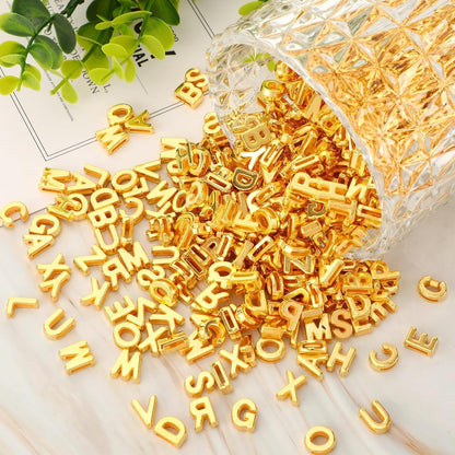 Augshy 400Pcs Large Letter Beads, Macaroon Hollow Letter Beads Plastic A-Z Mixed Alphabet Shape Bead for Jewelry Making Bracelets Necklaces Key Chains Shoelaces Crafts Party Decor(9 x 12 mm)
