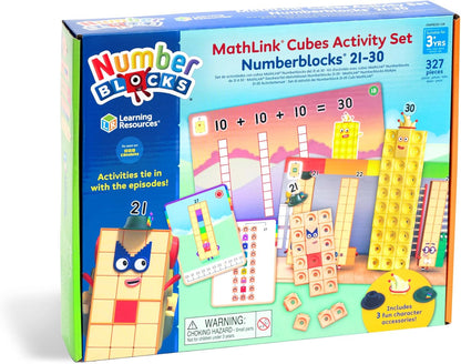 Learning Resources MathLink Cubes Numberblocks 21–30 Activity Set, Toys for 3 Year Old Boys and Girls, 20 Activities Related to The TV Series, Sensory Toys for Autism