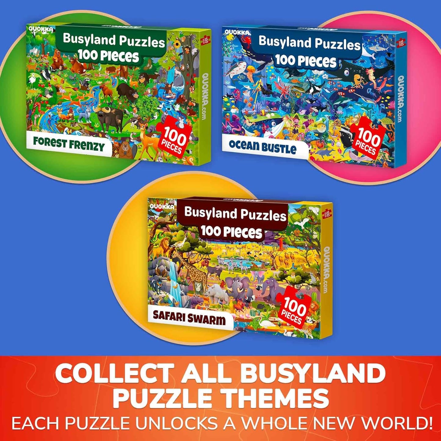 QUOKKA 100 Piece Puzzles for Kids Ages 4-6 – Floor Kids Puzzles Ages 6-8 Year Old – Toy for Learning Forest Animals for 8-10 yo – Jigsaw Toddler Game for Boy and Girl 3-5