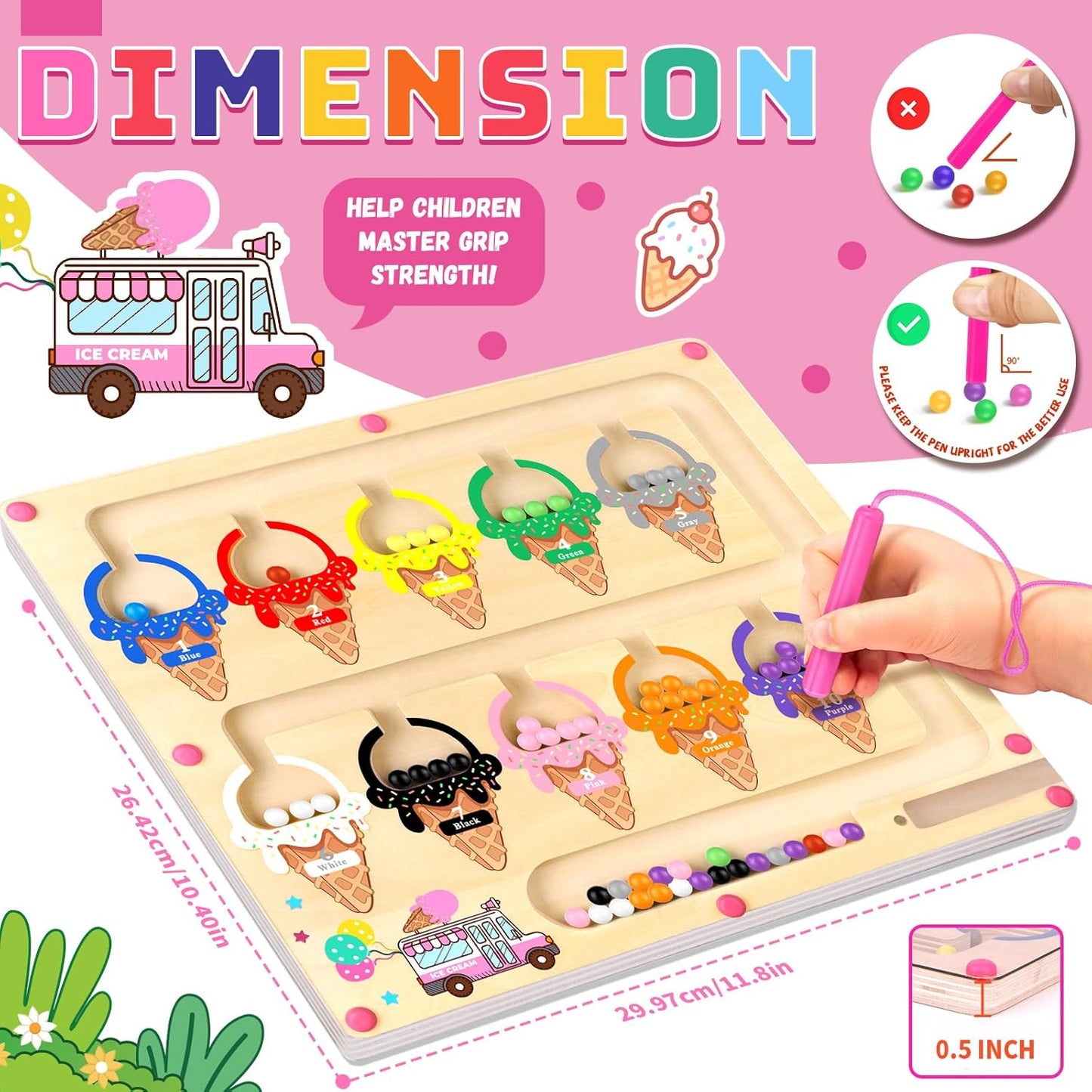Uiseba Dinosaur Mini Magnetic Color and Number Maze Montessori Toy for Ages 3 4 5, Toddler Busy Board, Educational Preschool Learning Activities, Ideal Christmas & Birthday Gift for Boys and Kids