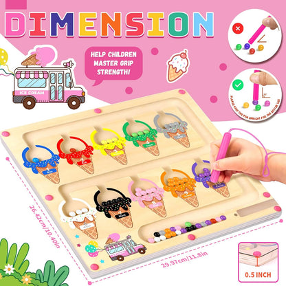 Uiseba Dinosaur Mini Magnetic Color and Number Maze Montessori Toy for Ages 3 4 5, Toddler Busy Board, Educational Preschool Learning Activities, Ideal Christmas & Birthday Gift for Boys and Kids