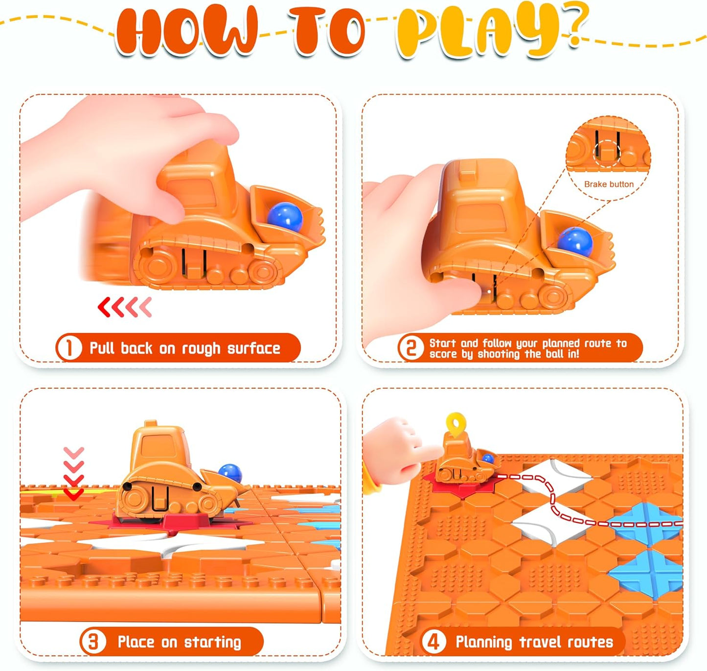 STEM Logic Road Builder Toys: Board Games Toys for 5 Year Old Kids, Montessori Brain Teaser Puzzles Educational Learning Activities Toy for Kid Ages 3 4 6-8 12 Boys Girls Gifts (Orange 32PCS)