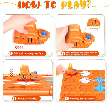 STEM Logic Road Builder Toys: Board Games Toys for 5 Year Old Kids, Montessori Brain Teaser Puzzles Educational Learning Activities Toy for Kid Ages 3 4 6-8 12 Boys Girls Gifts (Orange 32PCS)