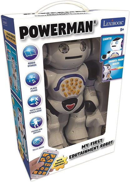 LEXiBOOK, Powerman Neo, My Robot Full of Technology, Remote Control and Gesture Control, Educational Activities in English, Programmable, Music and Dance, Sound and Light Effects, Blue/White, ROB18EN