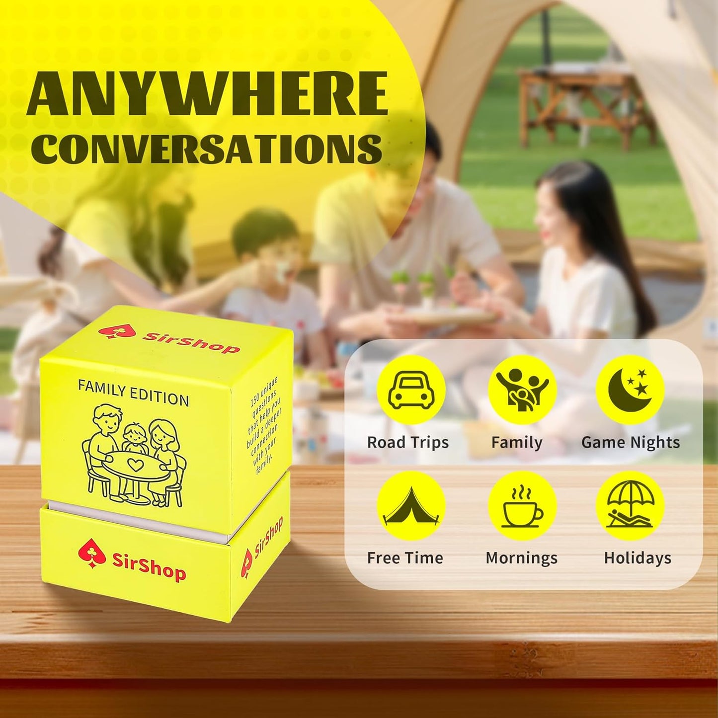 Conversation Cards 150 PC, Meaningful Family Conversation Cards, Engaging Fun Card Game for All Ages, Spark Funny Talks and Deep Connections for Dinner, Party, Game Night and Road Trips.