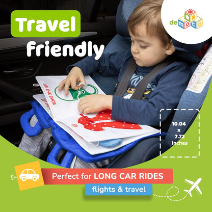 deMoca Travel Toys for Toddlers, Quiet Book for Toddlers 1-3, Baby Travel Toys for Airplane Car Rides, Montessori Busy Book for 1 Year Old with All Parts Attached, Felt Activity Pad, No Noise Gift