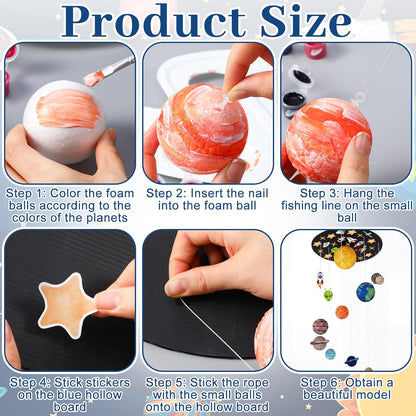 Novabright 87 Pcs Solar System Model Project Kit Include 16 Mixed Solar System Foam Balls 24 Pigment 4 Brushes DIY Polystyrene Spheres Balls for Outer Space Planet Foam Projects