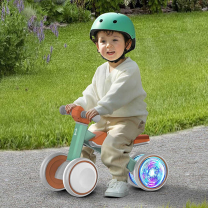 ESPRAY Colorful Lighting Baby Balance Bike Toys for 1 Year Old Girls Gifts, Toddler First Bike 12-24 Months with Adjustable Soft Seat, 4 Silent Wheels Ride on Toy, Perfect First Birthday Gift