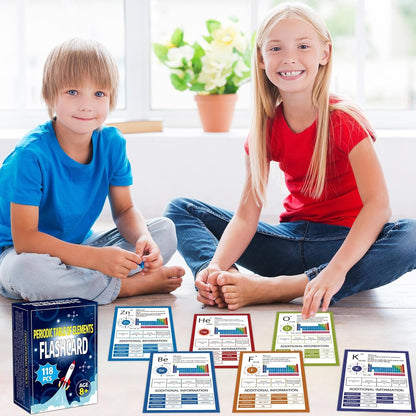 118Pcs Periodic Table of Elements Laminated Flashcards Educational Science Flash Cards Chemistry Flash Card Game Science Elements Study Guide for Teachers Students Classroom Homeschool