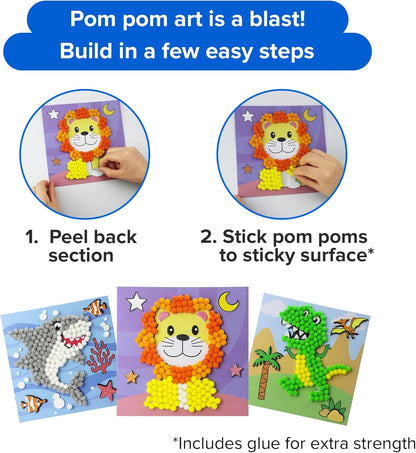 Little Jupiter DIY Pom Pom Art - Makes 3 Pieces -Boy & Girl Crafts for Kids Age 3-5 - Toddler Crafts - Pom Pom Art Projects for Kids 3-5 - (Set 2-Unicorn, Rainbow, Cat)
