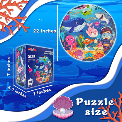 TALGIC Puzzles for Kids Ages 4-6 with Solar System Planets, 70 Piece Round Large Kids Floor Puzzles for Ages 3 4 5 6 7 8, Educational Toy Gift Jigsaw Puzzles for 5 Year Old Boys Girls