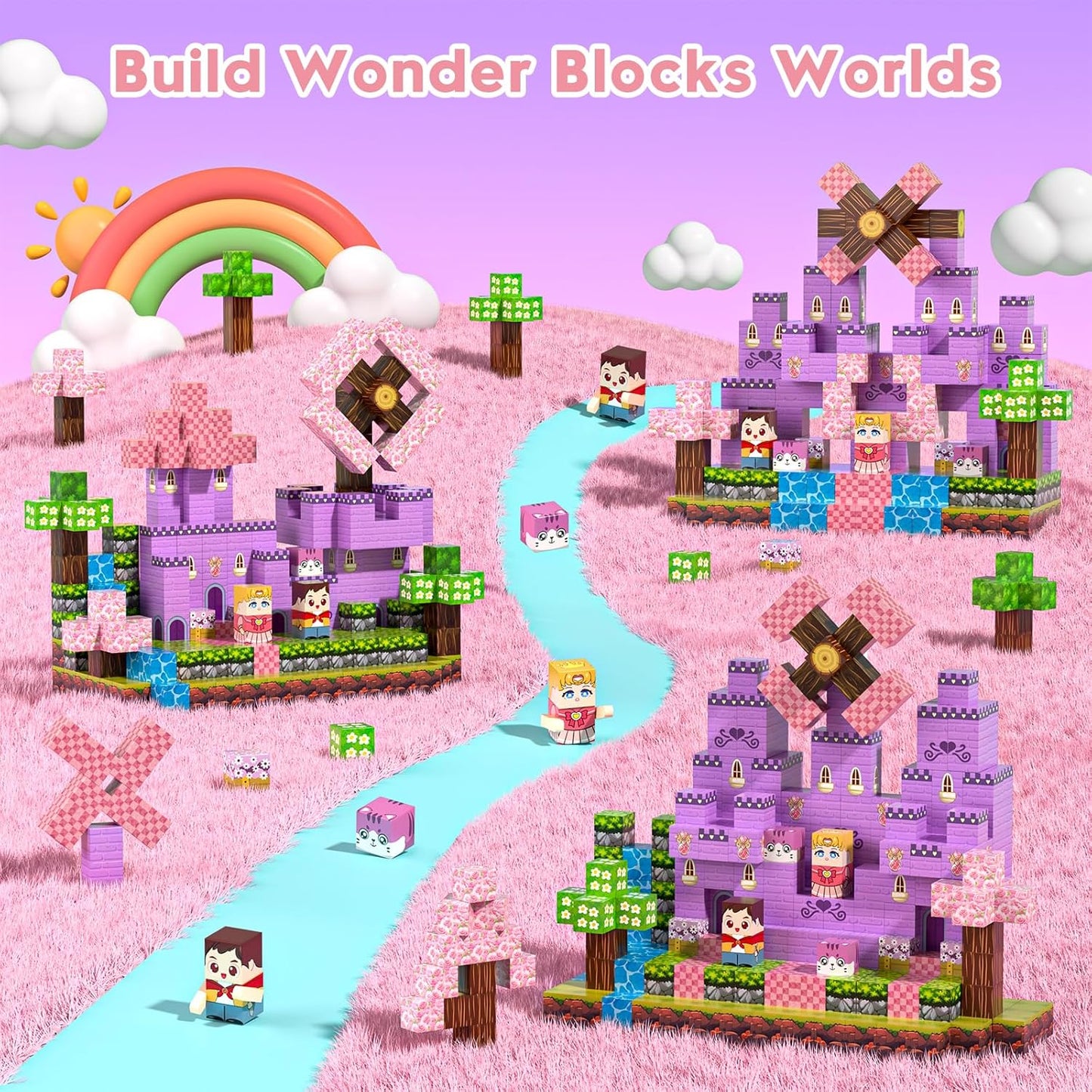 Magnetic Blocks, Magnetic Building Blocks Gryxpox, Magnet Tiles with Adventure World Blocks Toy, Magnetic Blocks For Kids Ages 4-8, STEM Sensory Toys for Ages 3+ Toddlers Kids Girl Boys Birthday Gifts