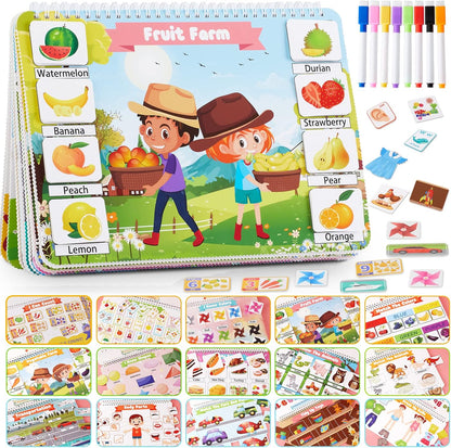 Huijing Montessori Preschool Learning Activities Busy Book - Workbook Activity Binder / Toys for Toddlers, Autism Learning Materials and Tracing Coloring Book