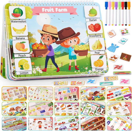 Huijing Montessori Preschool Learning Activities Busy Book - Workbook Activity Binder / Toys for Toddlers, Autism Learning Materials and Tracing Coloring Book