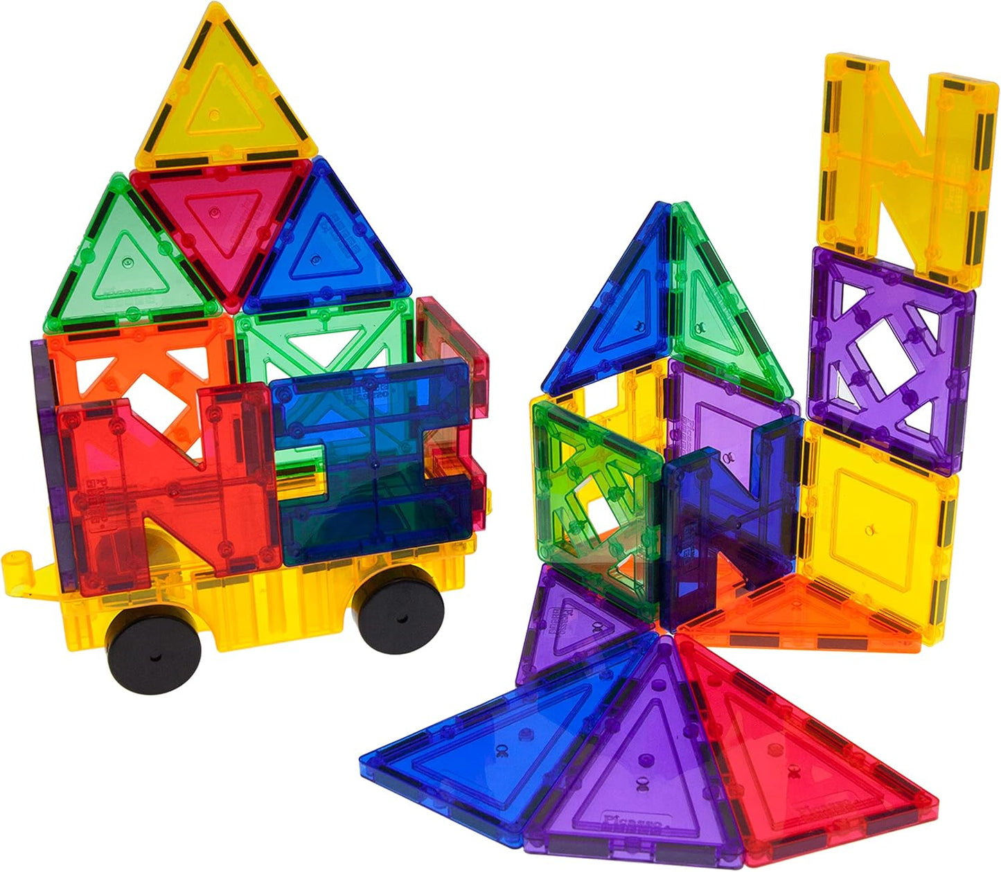 PicassoTiles Magnetic Building Block Set Geometry Shape Magnet Tiles Construction Toy STEM Learning Kit Educational Playset Playboard Pretend Play Stacking Blocks Child Brain Development PT16