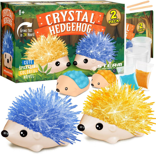 Crystal Growing Kit for Kids - 2 Vibrant Hedgehogs Fast Growing in 24H - STEM Science Kits for Kids Age 6-8 & 8-12, Educational DIY Learning Toys, Birthday Gifts for Boys & Girls Age 7, 8, 9, 10+