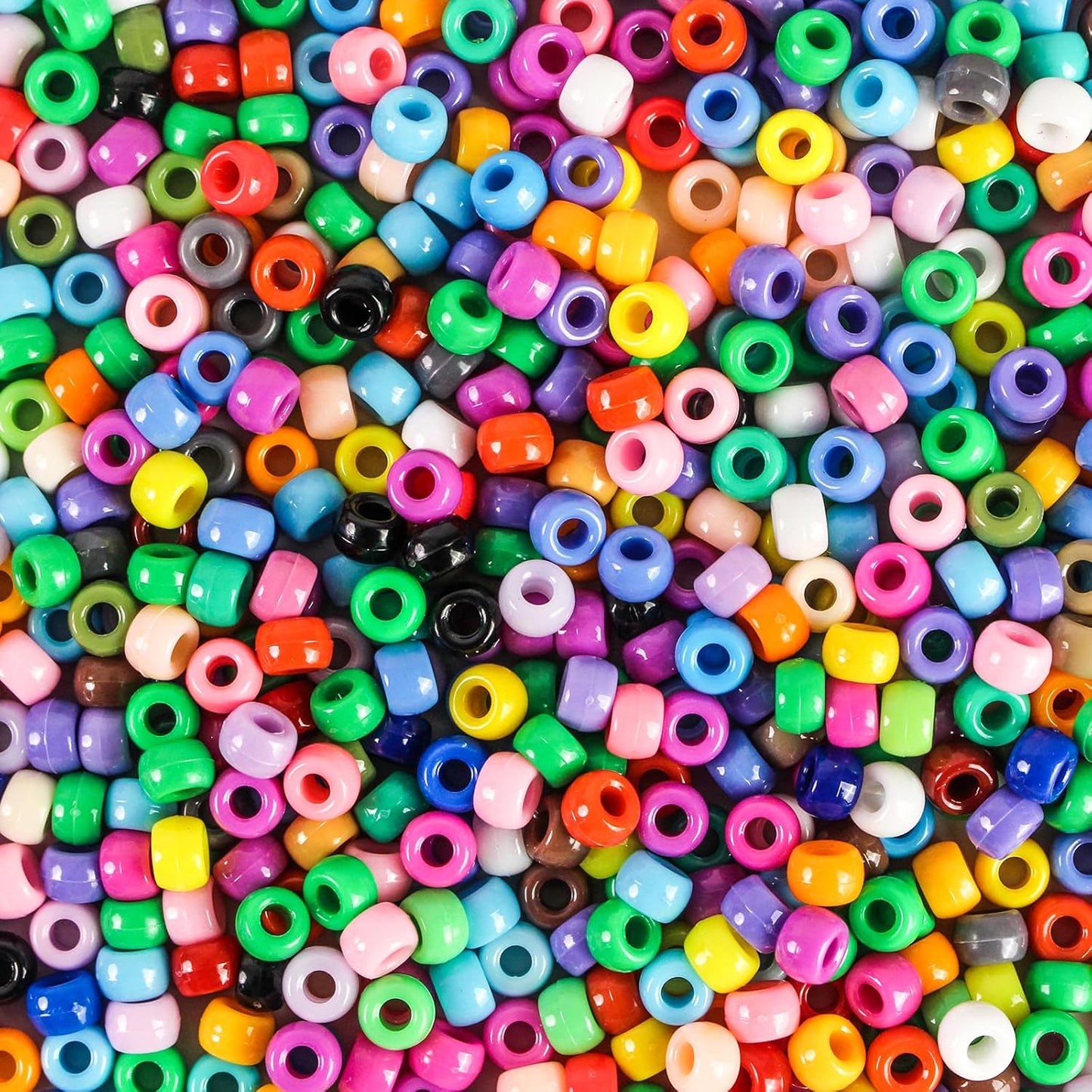 2000 Pcs Multi-Colored Glitter Pony Beads, 6x9mm, Round, Acrylic, Loose Beads, Perfect for Bracelets, Jewelry Making, Crafts