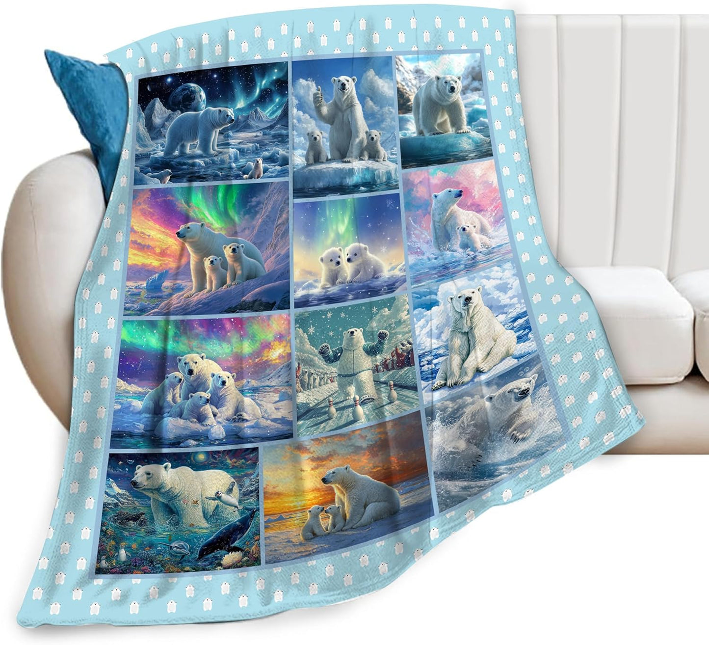 Bear Print Blanket Cute Baby Bear Fleece Throw Blanket Fuzzy Plush Super Soft Cozy Warm Decor Blanket Toddler Nursery Gifts for Boys Girls Kids Adult Men Women 40"x50"