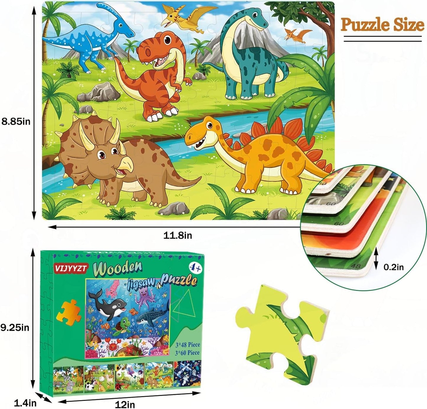 Puzzles for Kids Ages 4-6 4-8, Wooden Jigsaw Puzzles 48-60 Pieces for Toddler Children Learning Educational Puzzles 4 5 6 7 8 Year Toys for Boys and Girls (6 Puzzles)