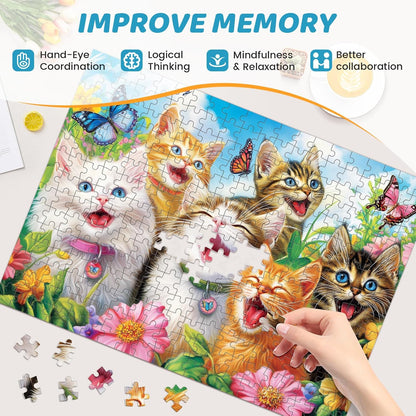 500 Piece Puzzles for Adults, Cat Family Dinner Large Piece Jigsaw Puzzle for Adults Seniors,Recycled Cardboard Puzzle 500 Piece,Family Activity Great Gift for Family Friends 20.5 * 15 in