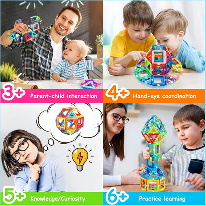 Magnetic Tiles for 3 4 5 6 7 8+ Year Old Boys Girls Upgrade Magnetic Building Blocks Set Educational STEM Toys Christmas Birthday Gift Toys for Kids Ages 3+